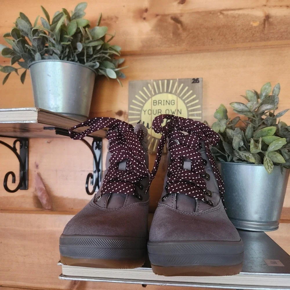 Keds‎ Suede Leather Winter Water Resistant Ankle Camp Boot Gray WH65575 Size 8